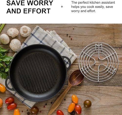 Miniatura 2 de Tofficu Estante de vapor de acero inoxidable para ollas, estante de enfriamiento redondo de 6.3 pulgadas (diámetro)1.6 pulgadas (altura), estante de