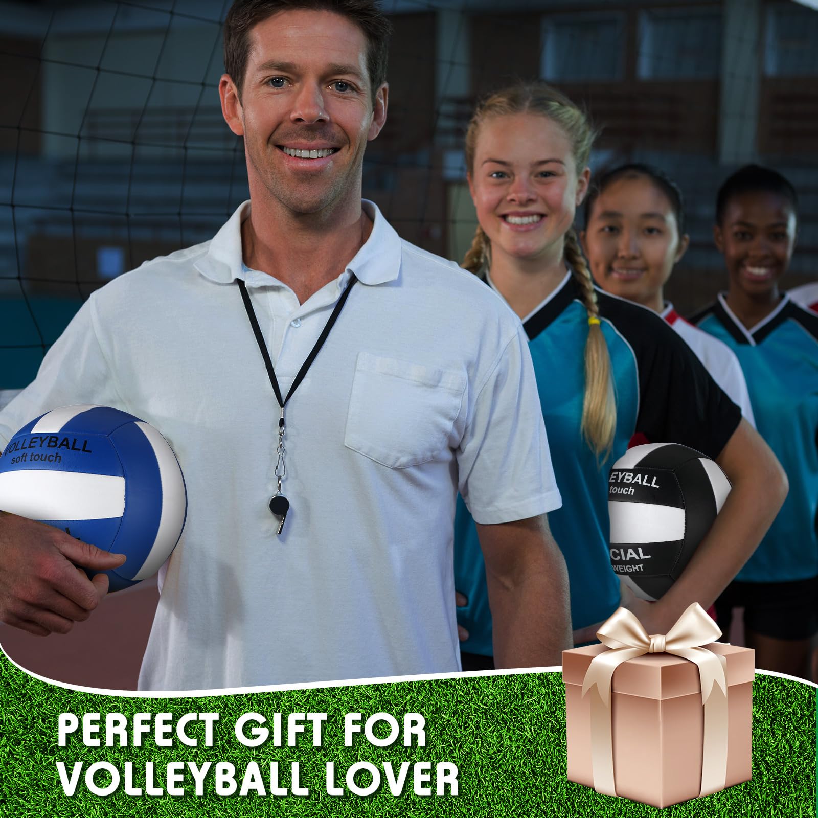 Libima 24 pelotas de voleibol tamaño oficial 5 a granel suave recreativo voleibol entrenamiento voleibol playa jugar voleibol con 4 bombas para principiantes adolescentes al aire libre interior