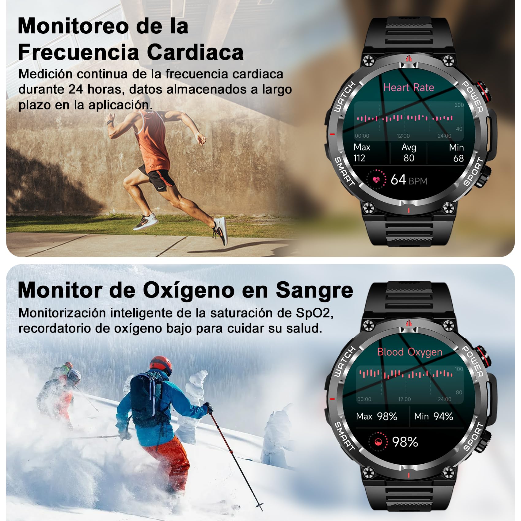 Blackview Reloj Inteligente Hombre - Llamadas Bluetooth, 1,39" Smartwatch con Pulsómetro/Oxímetro (SpO2)/Monitor de Sueño/Podómetro, 100 Modos Deportivos Pulsera Actividad para Android iOS (2 Correas)