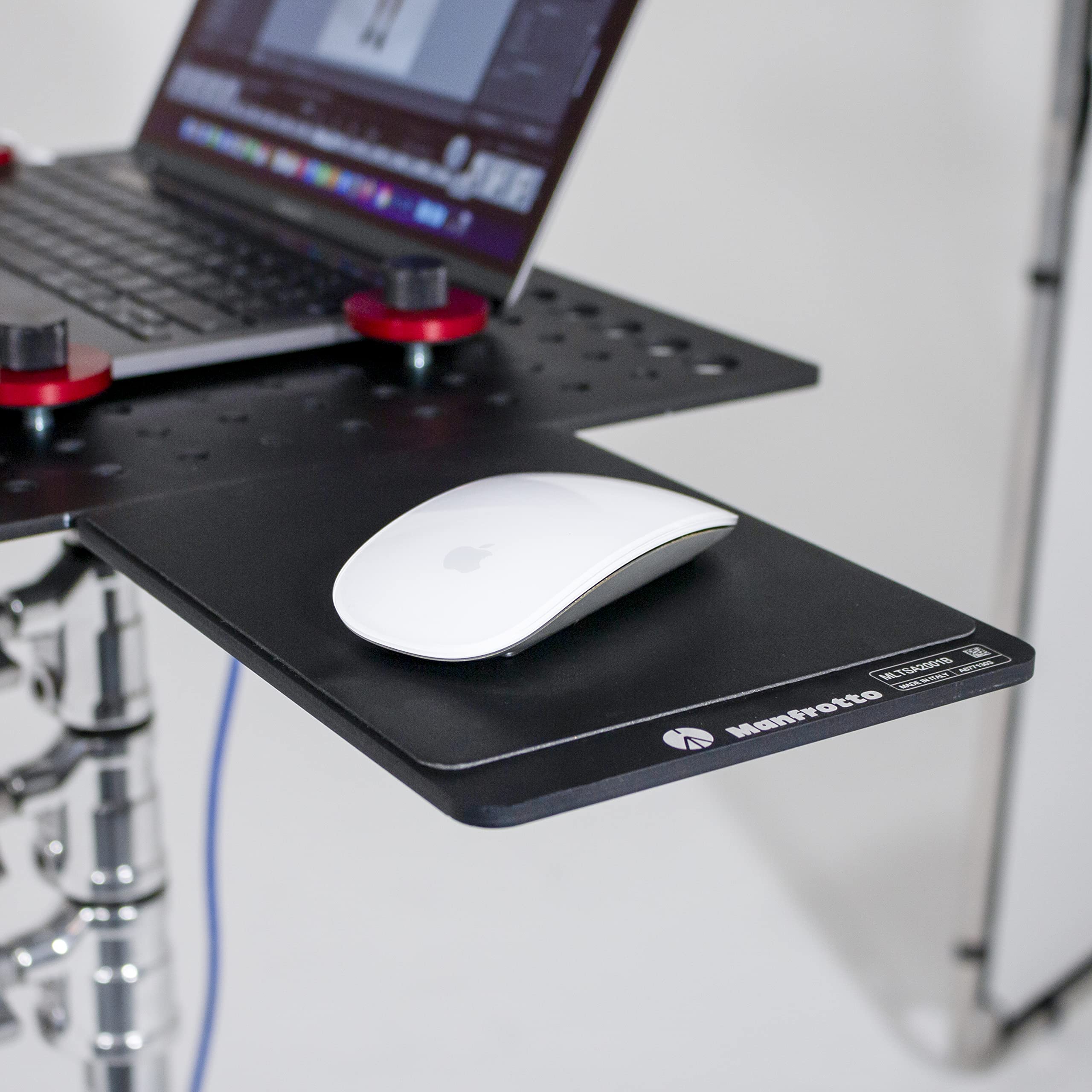 Manfrotto TetherGear MLTSA2001B podkładka pod mysz, akcesoria do uchwytu PC, zewnętrzna podkładka pod mysz do lekkiego aluminiowego uchwytu na laptopa, konfiguracja lewa lub prawostronna, 32 cm x 15
