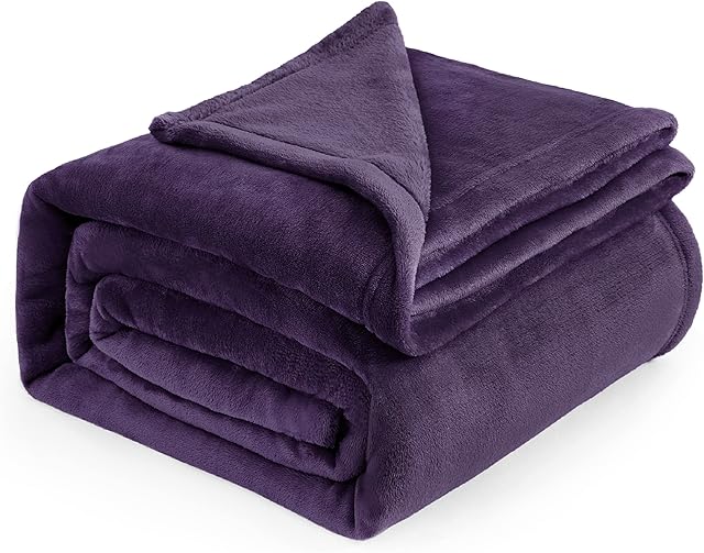 Bedsure Fleece Blanket King Size - Versatile Blanket for Bed Fluffy Soft Extra Large Throw, Purple, 270x230cm