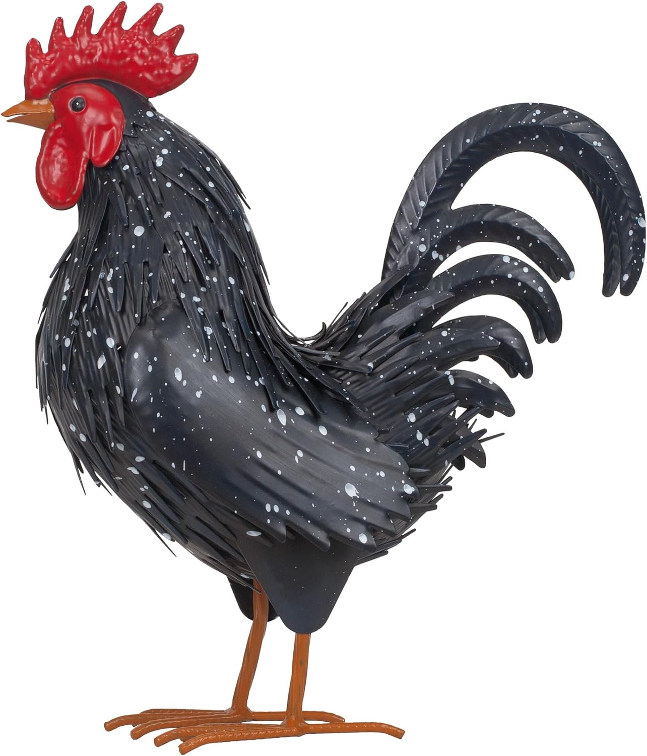 Rooster Garden Statue Sculpture Metal Chicken Yard Decor Outdoor Figurines Patio Backyard Decoration (Black)
