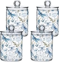 Vista 27 de Dragonfly Flowers 21214450 - Dispensador de soporte Qtip con tapas, contenedores de almacenamiento de plástico, organizador de recipientes de baño