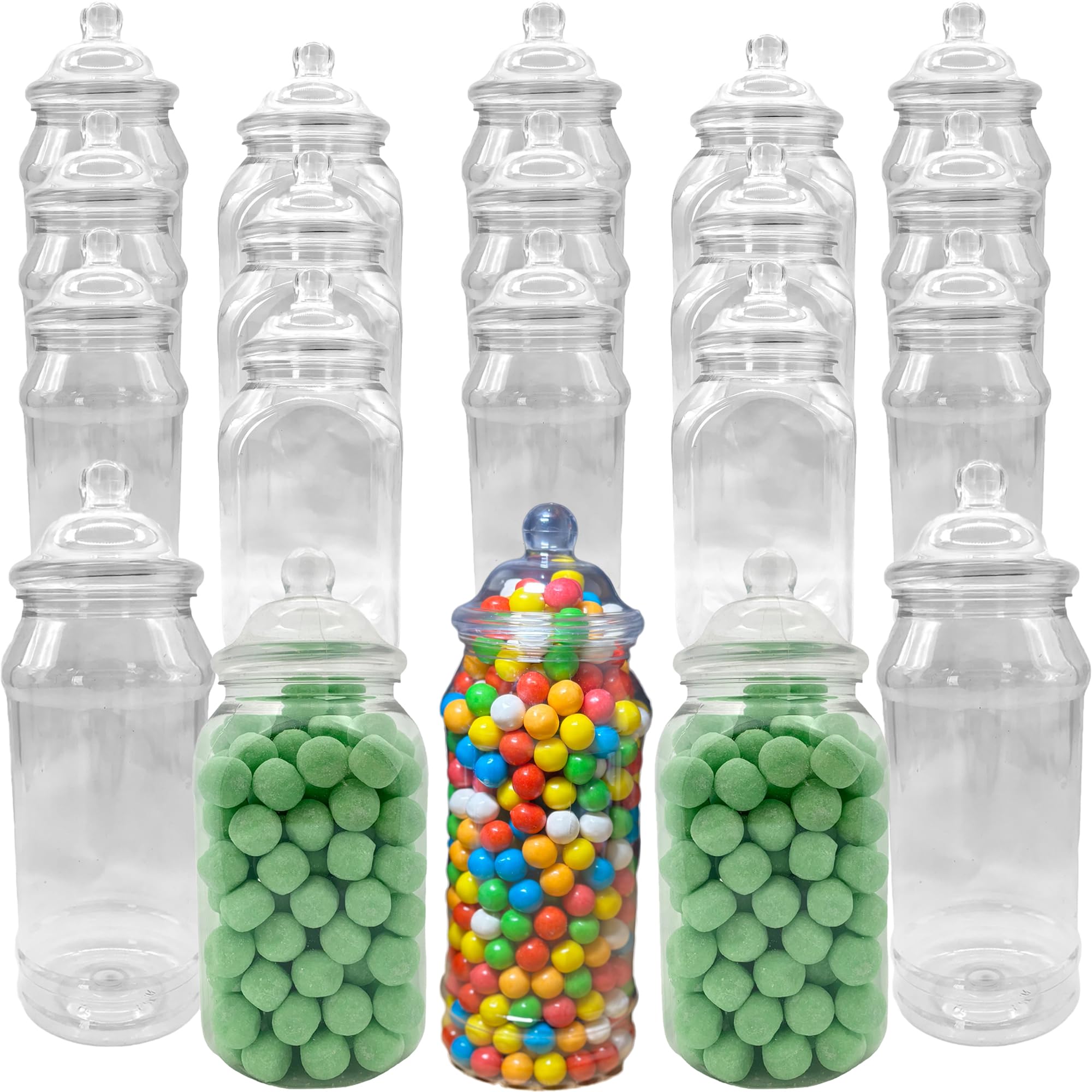 Truly Sweet Candy Clear 20 X Mixed 1L Plastic Victorian Sweet Jars For Candy Buffet, Wedding, Party