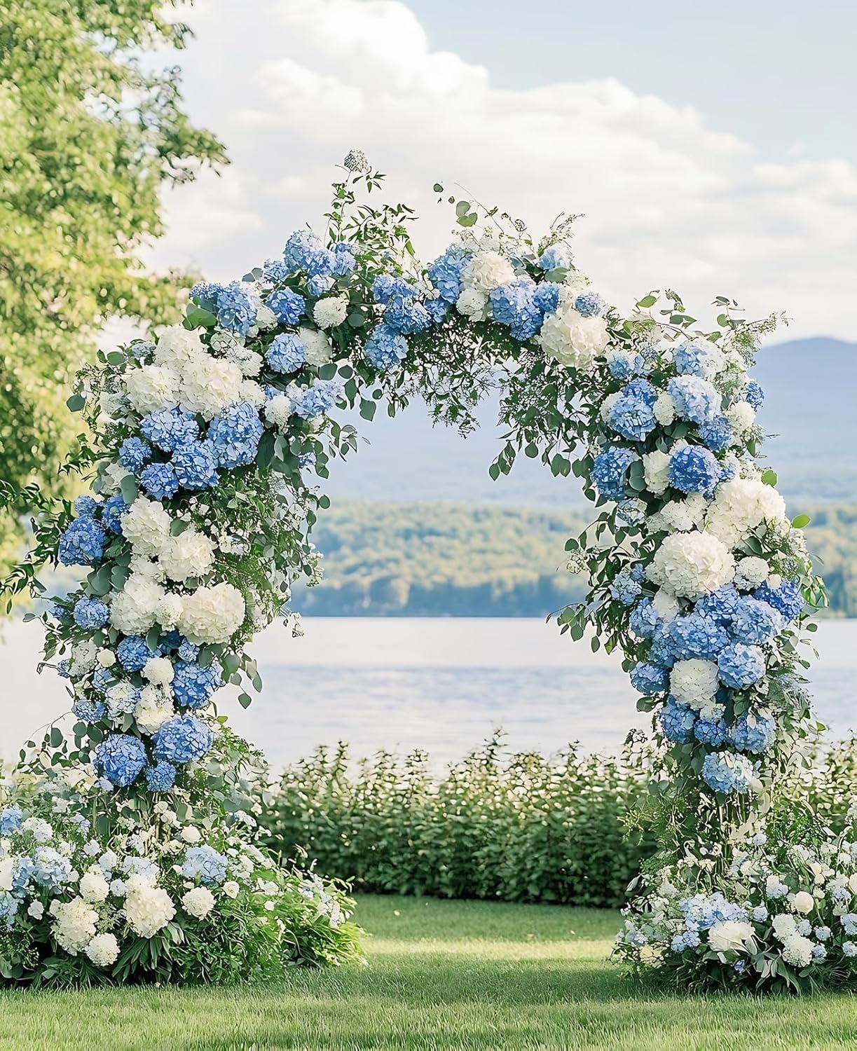 Real Touch White Hydrangea Artificial Flowers (4-Pack) -20" Faux Hydrangea Flowers with Long Stem & Leaves - Realistic Fake Hydrangeas for Home Decor Floral Arrangements Wedding Bouquets Centerpieces