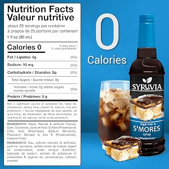 Syruvia Sugar Free Coffee Syrup, S'mores Flavored Syrup for Drinks, Lattes, and Desserts 25.4 fl oz - with Pump