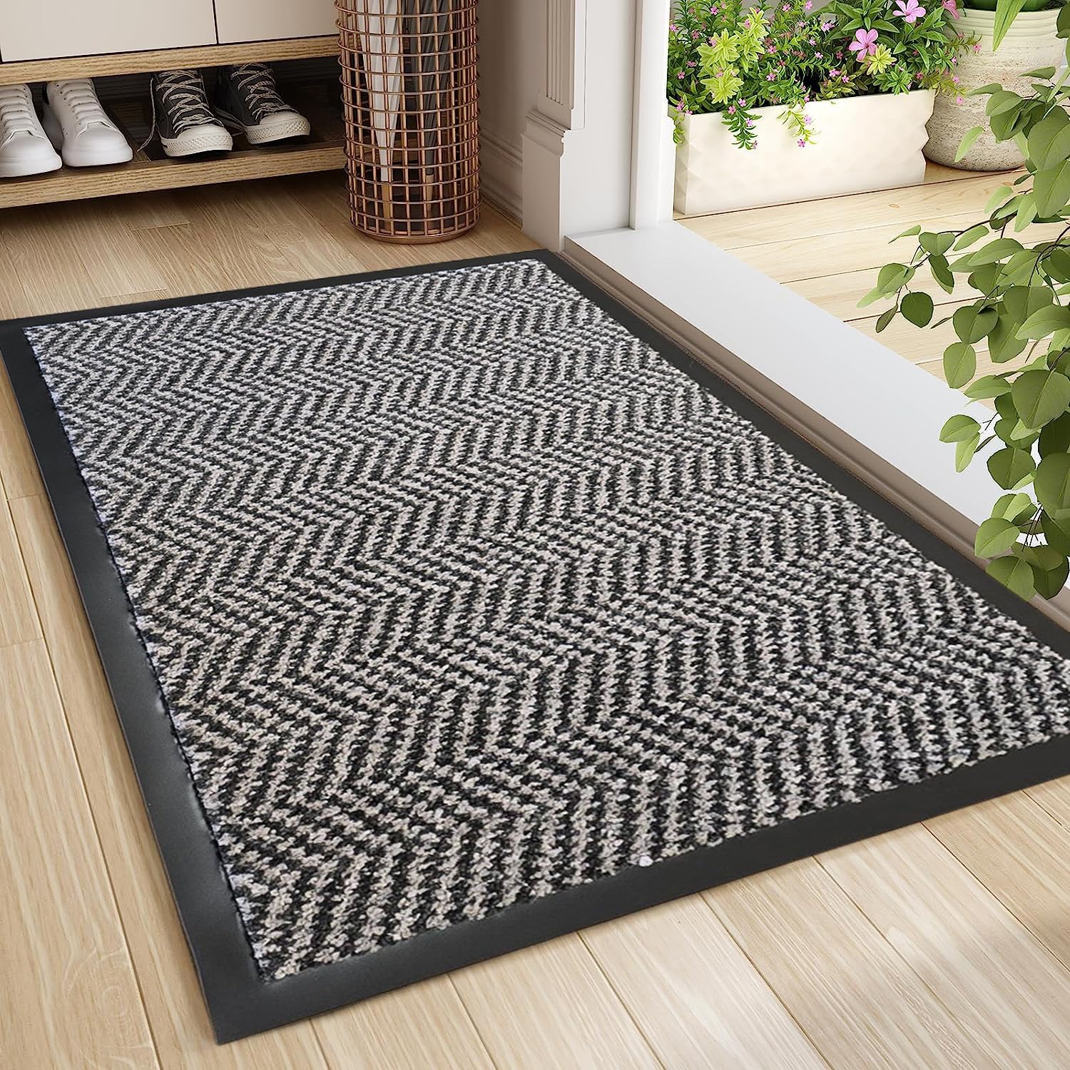 RSM RUGS Anti Slip Herringbone Door Mats with Rubber Backing – Indoor Outdoor Floor Mat for Entryway, Hallway Runner, Porch, Office (Colour 65, 50cm x 150cm)