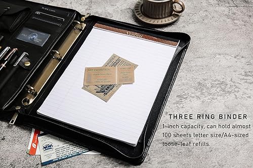 Miniatura 7 de Cartera de cuero con carpeta de 3 anillos, carpeta de cuero personalizada con cremallera, organizador de carpeta de cuero grabado, regalo