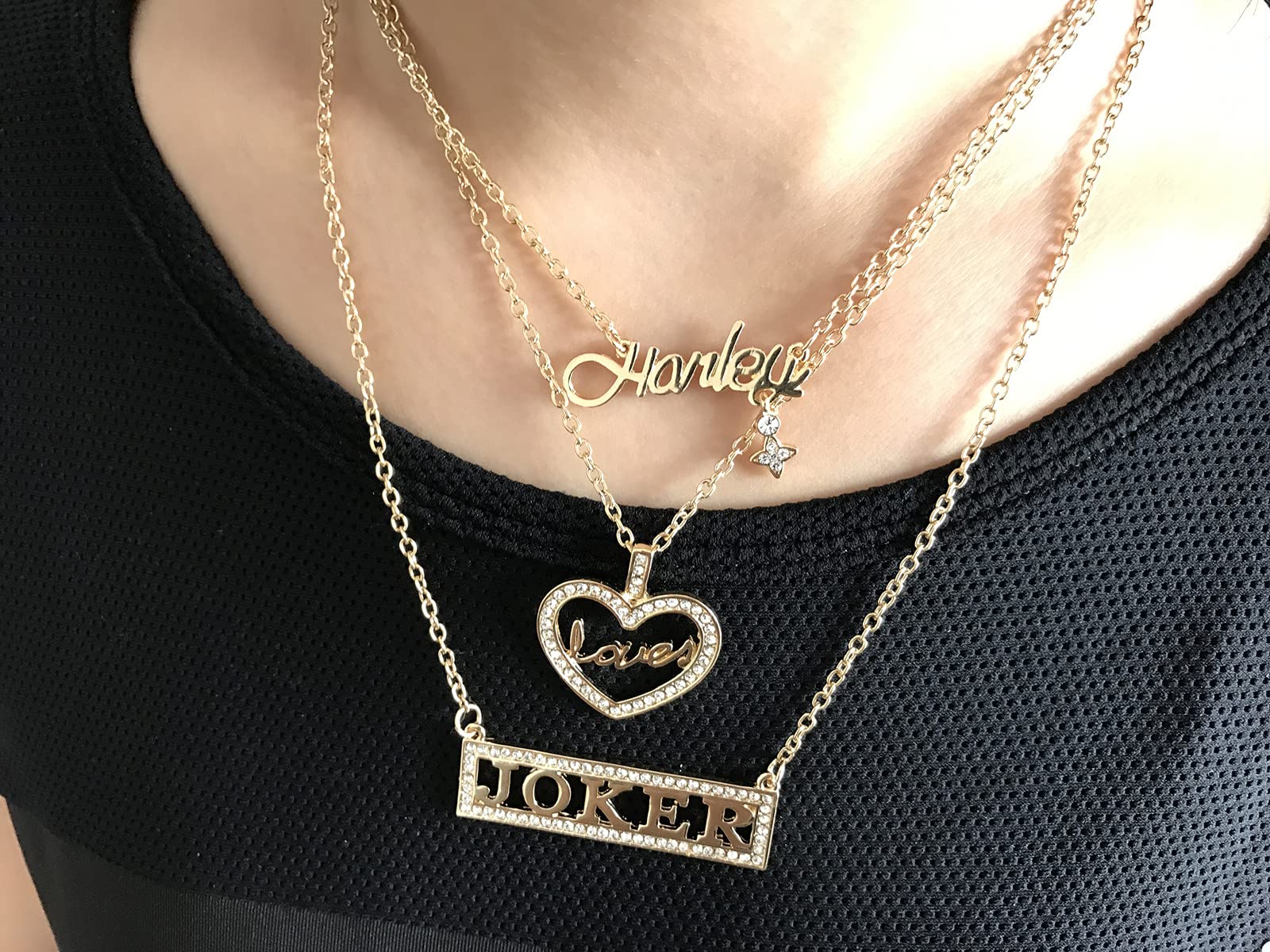 DreamWater Halloween Cosplay Three Piece Love Charm Necklace Gifts for Woman Men
