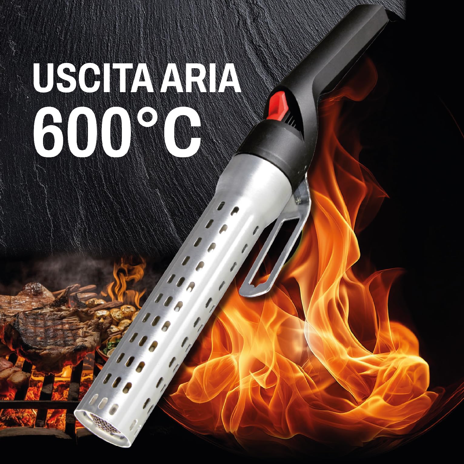 Valex Accendigrill Elettrico, 2000 W, 600 °C, Pistola Termica per Barbecue, Grill, Caminetto e Stufa, Accendifuoco rapido con Apribottiglie