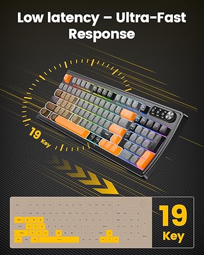 Miniatura 5 de SABLUTE Teclado y mouse para juegos, teclado de membrana silencioso con sensación mecánica retroiluminada RGB, teclados para juegos de PC, perilla