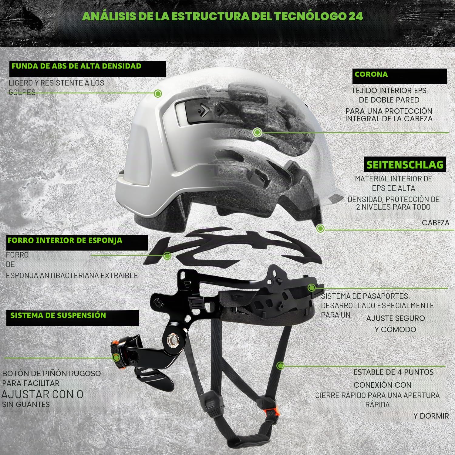 GREEN DEVIL VOLTEK Vent Air - Casco industrial para adultos, con certificado EN12492, certificado EN397, absorción de impactos y resistencia a la penetración con protección adicional en todos los