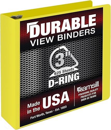Vista 534 de Samsill Carpeta duradera de 1.5 pulgadas, fabricada en los Estados Unidos, carpeta de anillos en D, carpeta transparente personalizable, surtido