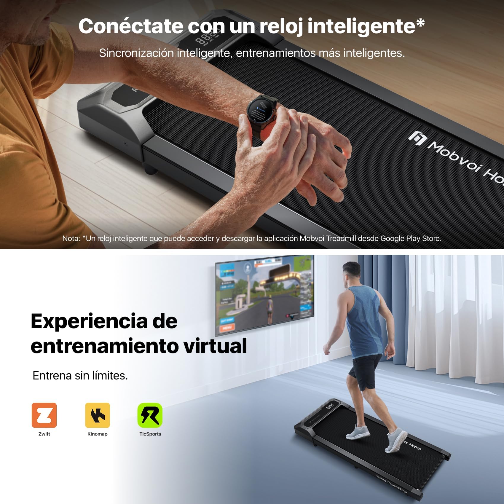 Mobvoi Desk Walking Treadmill - Portable and Compact for Home/Office, with Remote Control, Supports 120 kg, Adjustable Speed 2-6 km/h