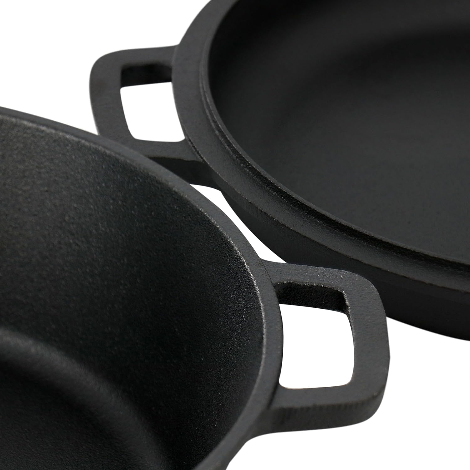 Close-up of a Megachef Cast Iron Cookware Set