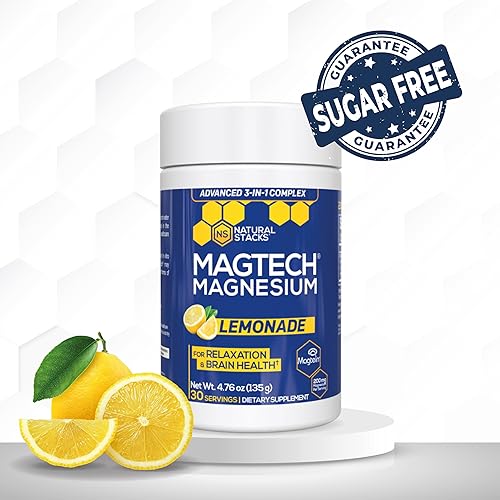 Vista 6 de Magtein Magnesium L-Threonate, Glycinate & Taurate - MagTech Magnesium Powder - Sugar Free Lemonade Drink - 200mg Chelated Triple Complex - Supports