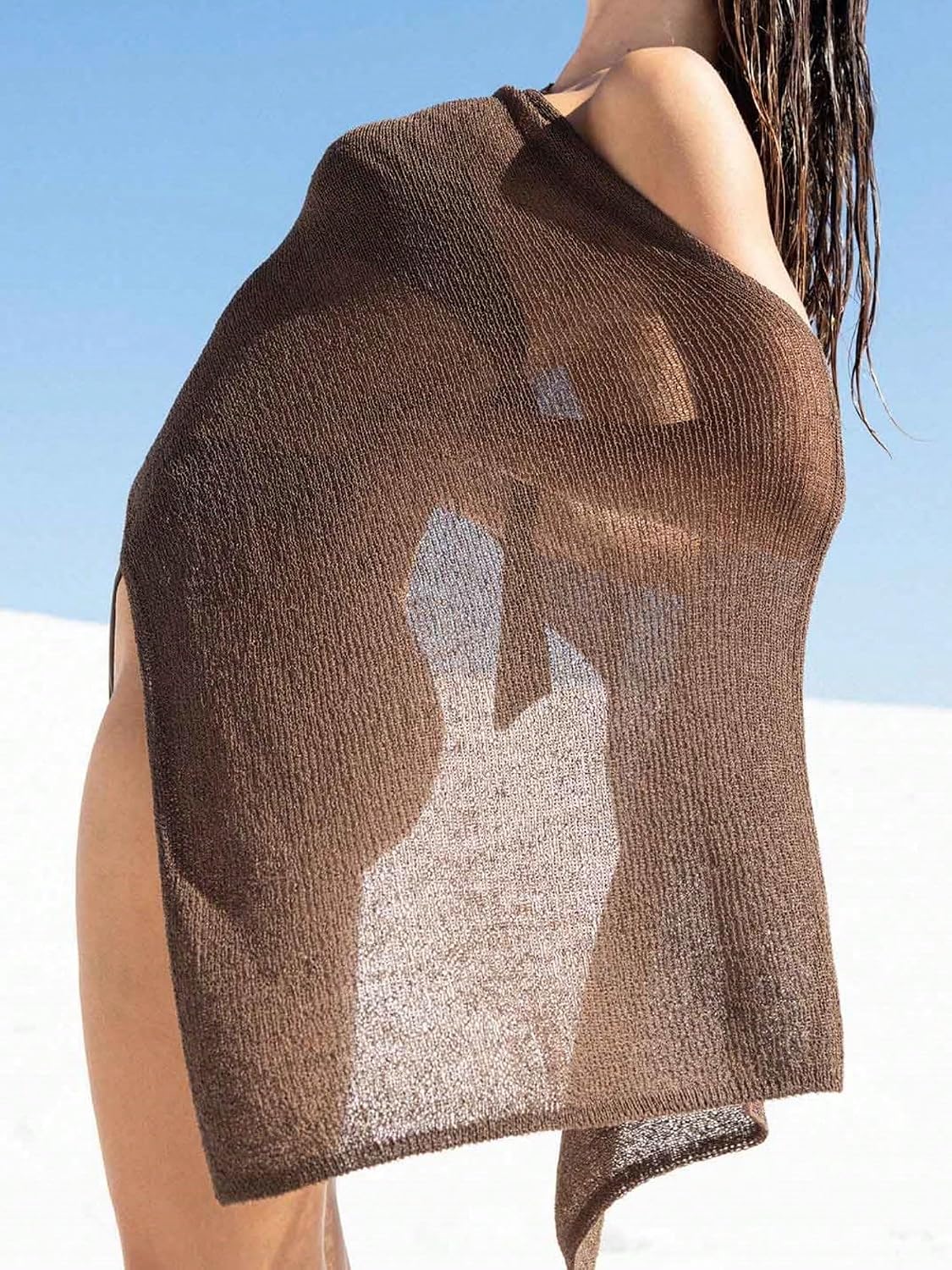 Women Asymmetrical Knit Wrap Shawl Sweater Fall Cape Top cover ups for swimwear