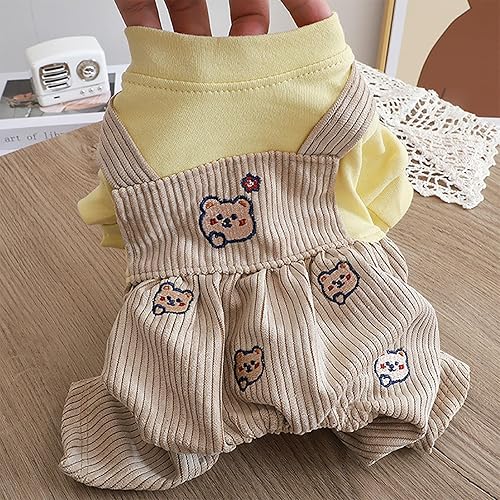 Miniatura 9 de Ropa de verano para perros, camisas para mascotas, elegante overol de pana para perros pequeños, overol con pechera para cachorros, overol clásico