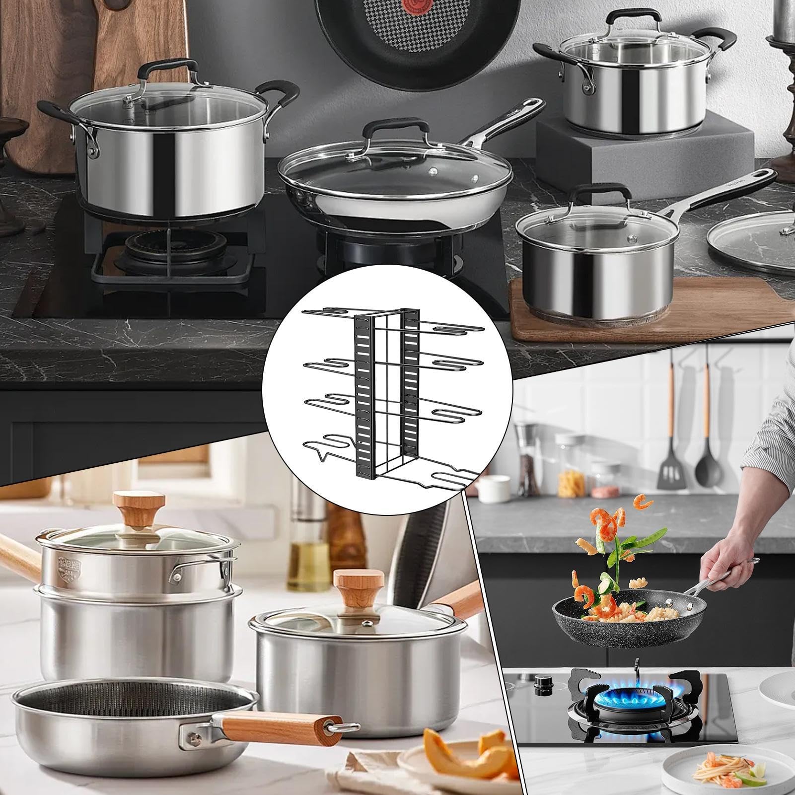 Organiseur de casseroles et poêles sous le placard, support de casseroles