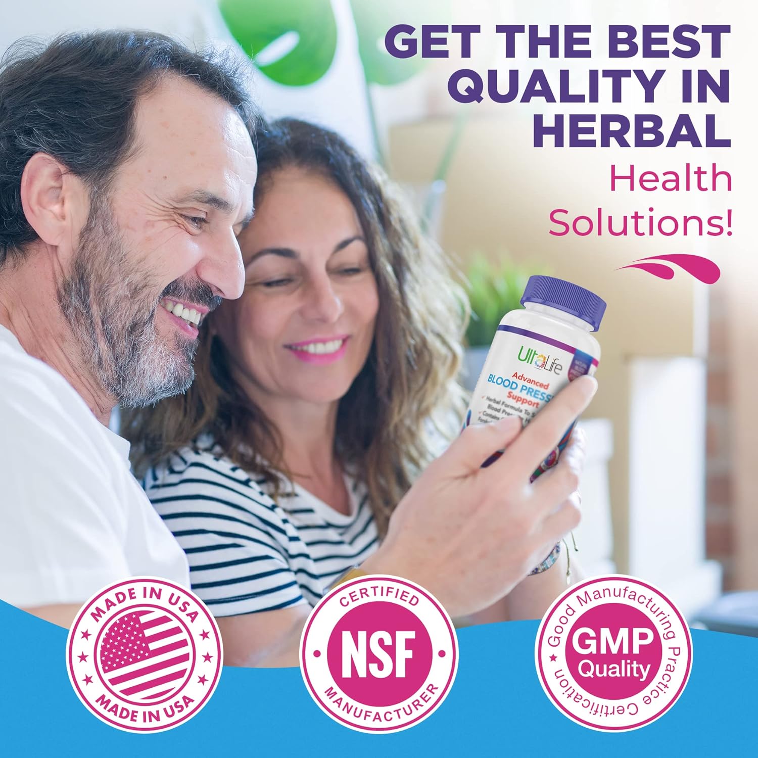 ULTALIFE Men's Health Duo - 2 Bottles - One Prostate Support Complex with Saw Palmetto & Beta Sitosterol & One HIGH Blood Pressure Supplement with Garlic & Hawthorn Berry Fast-Acting Capsules for Men