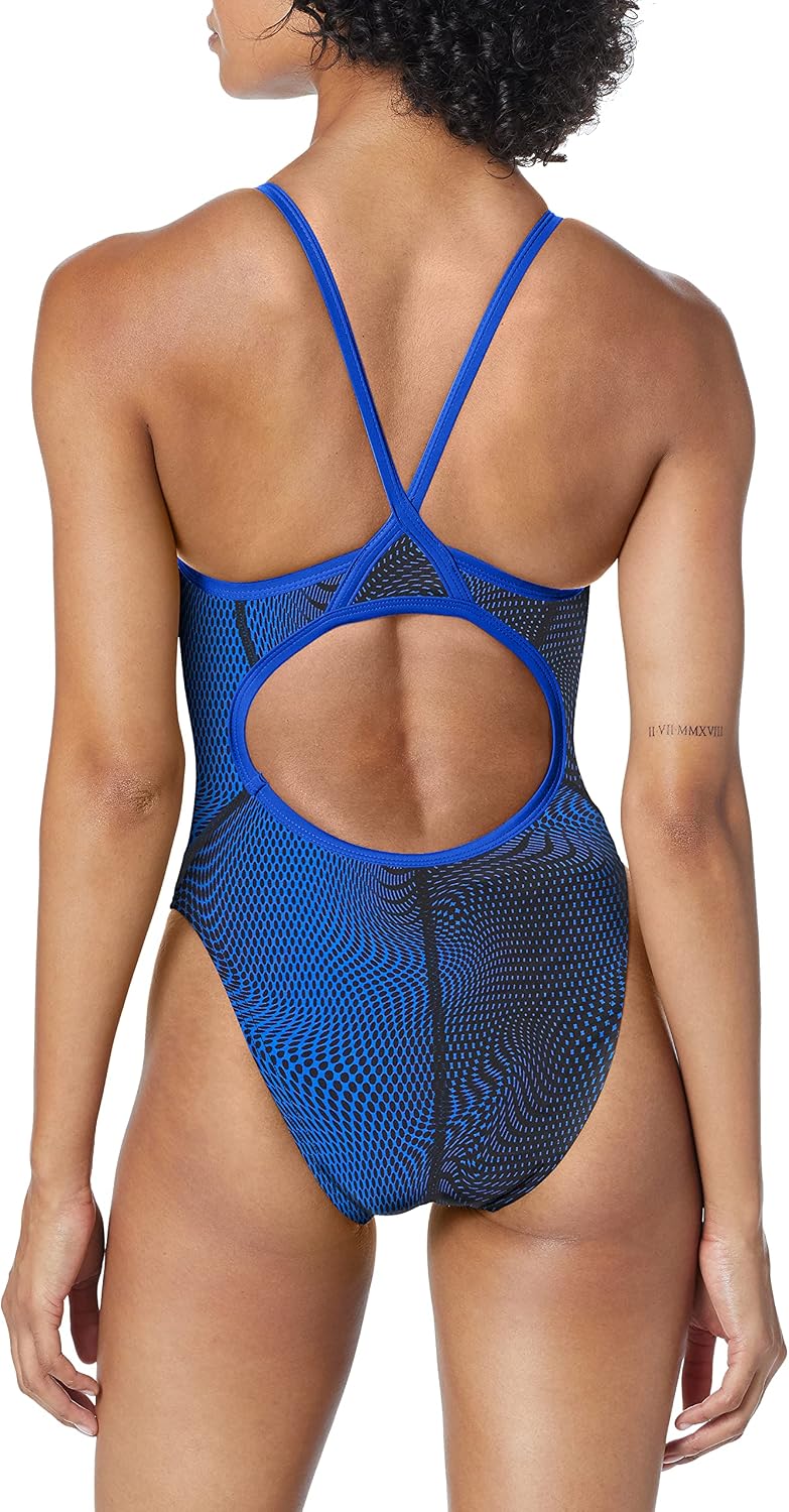 Speedo Women's Swimsuit One Piece PowerFlex Flyback Printed Adult Team Colors