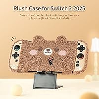 Vista 2 de GeekShare Estuche de peluche compatible con Switch 2 (2025), cubierta protectora NS2 para consola Switch y controlador de agarre tipo oso de peluche