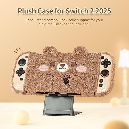 Miniatura 2 de GeekShare Estuche de peluche compatible con Switch 2 (2025), cubierta protectora NS2 para consola Switch y controlador de agarre tipo oso de peluche
