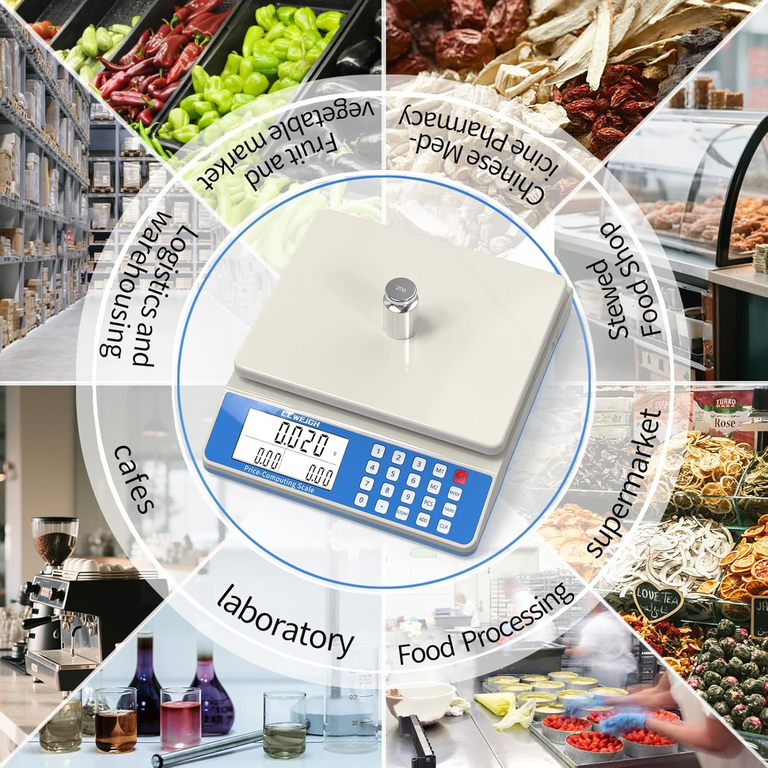 Digital Postal Scale 30kg/66lb - Dual Screens, PCS Counting Function, Portable Commercial Scale Mail Scales Postal Weight for Retail, Kitchen, Market, Shipping