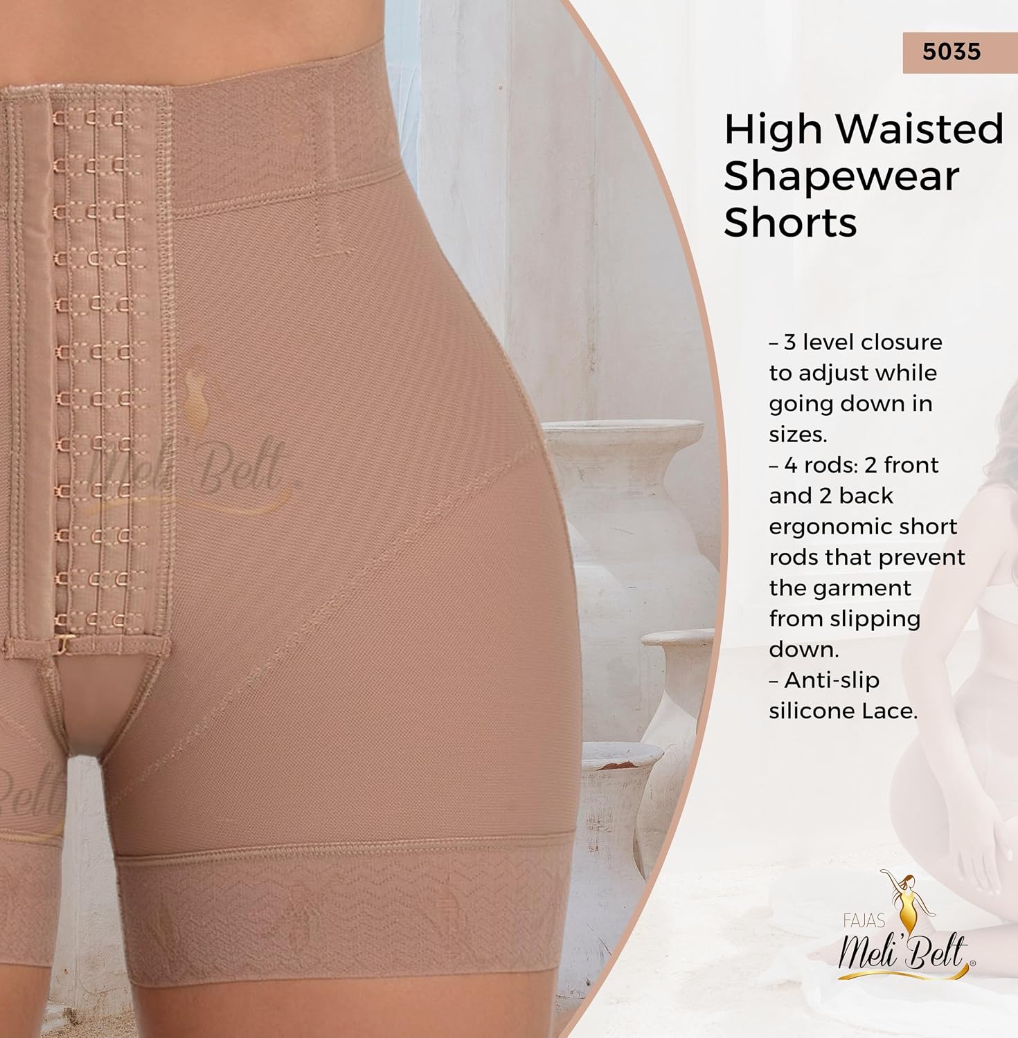 FAJAS MELI'BELT 5035 Faja Shorts Colombiana High Waist Butt Lifter Shorts Levanta Cola Colombianos
