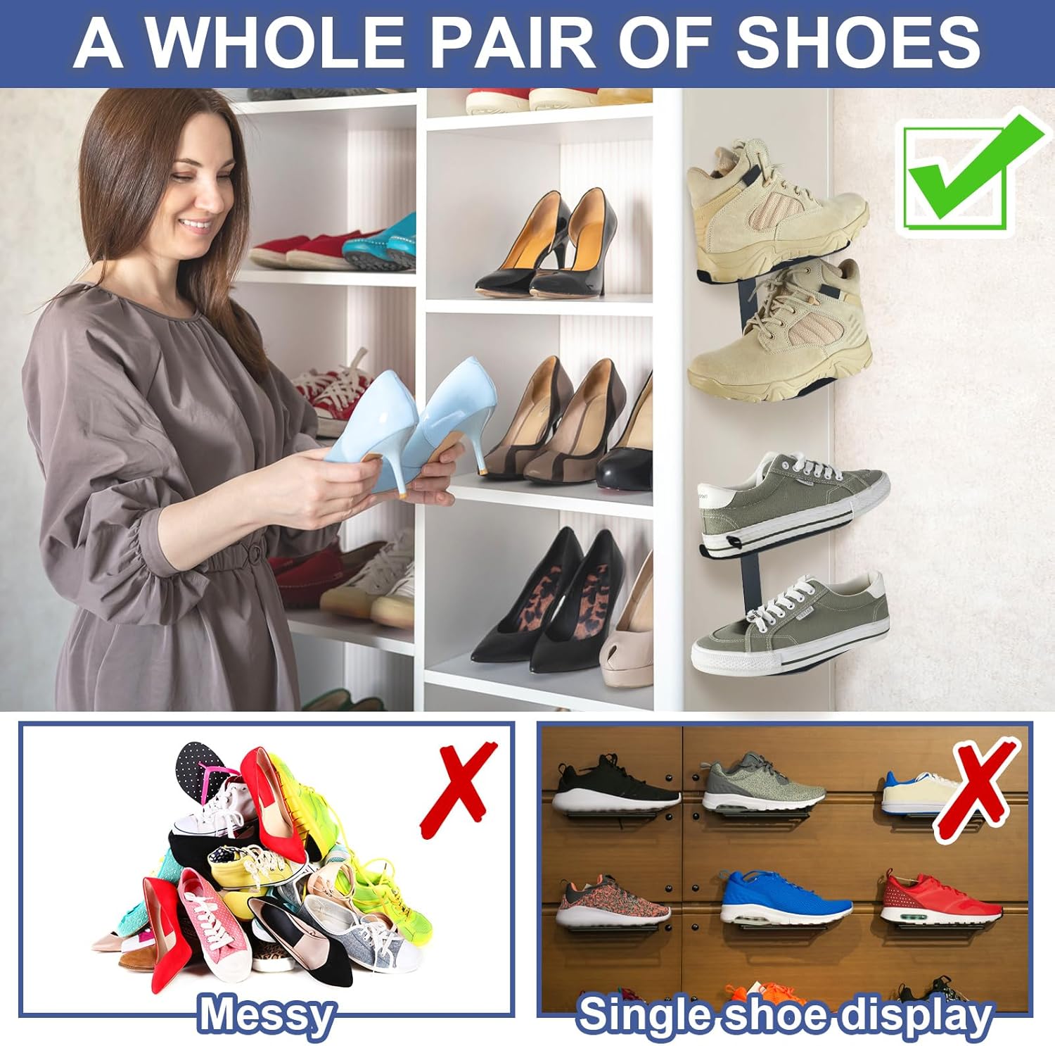 Blulu 4 Sets Floating Shoe Display Shelves for Wall Large Metal Hanging Shoe Organizers Wall Shelf Sneaker Holders Rack for Collectors Exhibition Display Store Show Bedroom Gaming Room Sneaker