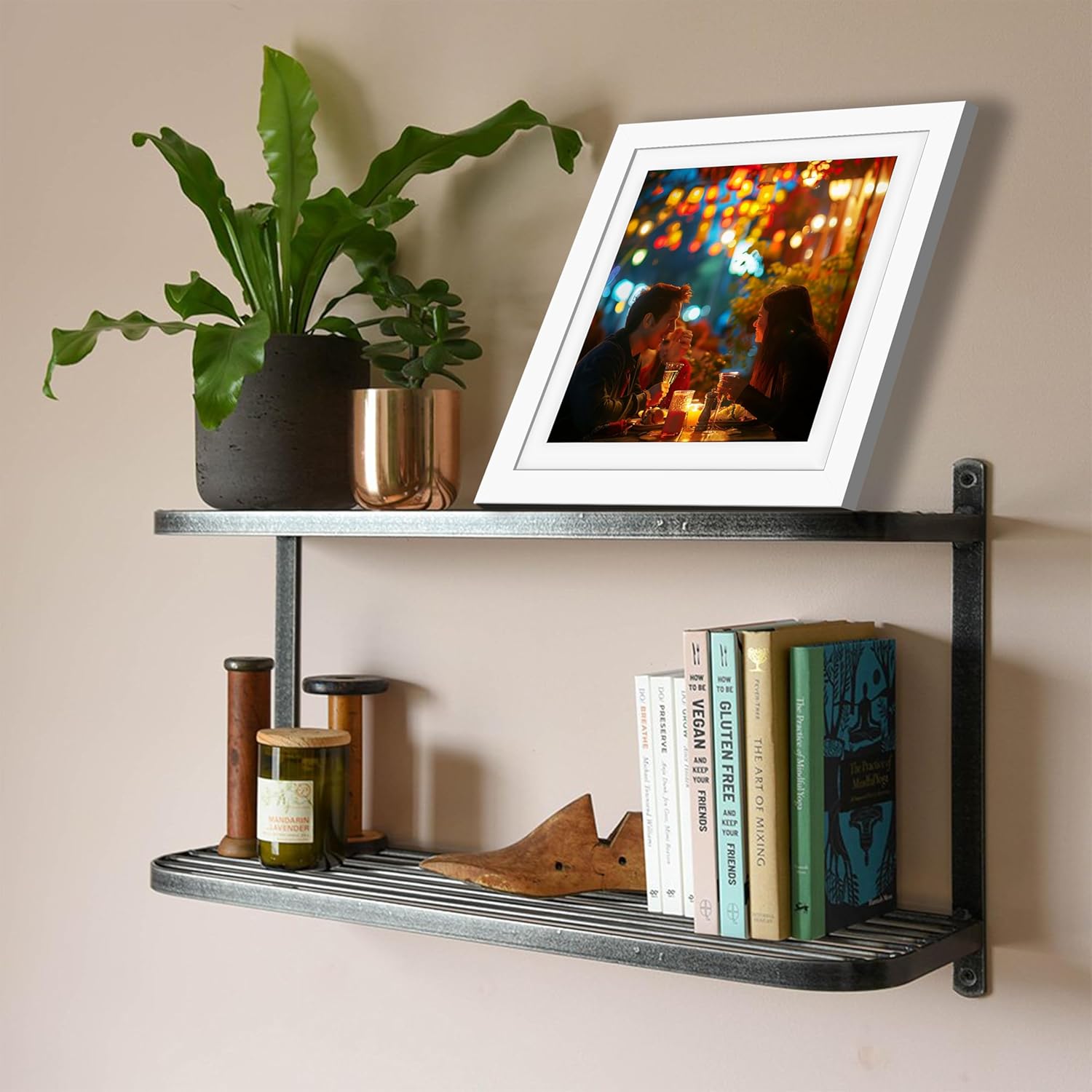Betionol Diamond Painting Frames 2 Pack, Display 12x12in/30x30cm Diamond Painting Pictures or Photos, White Natural Solid Wood Picture Frame with Acrylic Protection Glass, Back Mat And Hanging Kit