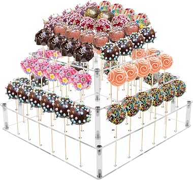 3 Tiers 72 Holes Cake Pop Stand Acrylic for Display Candy Dessert | Large Acrylic Cake Pop Holder,Clear Lollipop Holder Lollipop Stand for Birthday Parties, Weddings, Halloween
