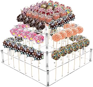 Cake Pop Stand, 72 Holes Large Acrylic Cake Pop Holder, 3 Tiers Clear Lollipop Holder for Display Candy Dessert, Lollipop Stand for Birthday Parties Weddings Halloween