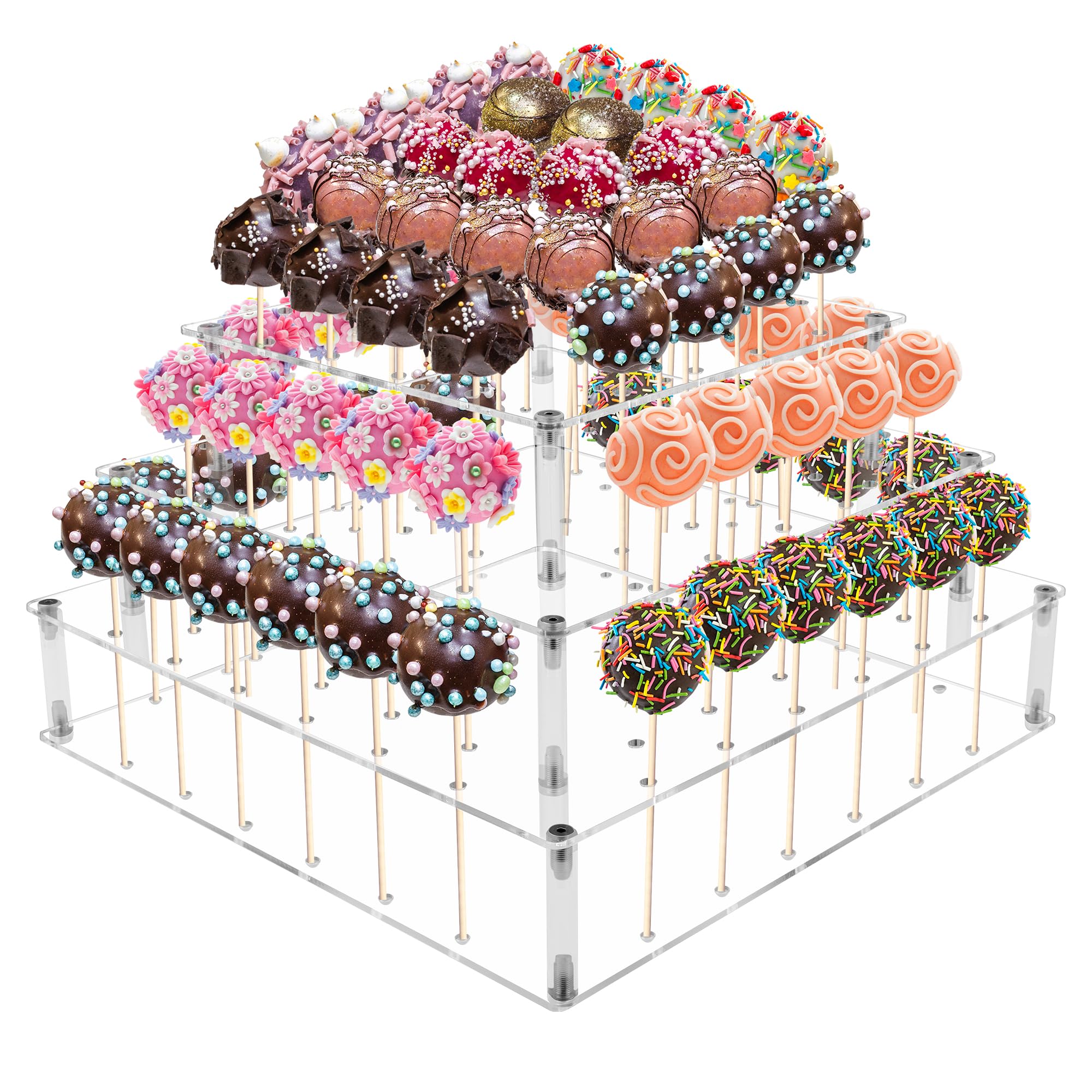 Cake Pop Maker Kit With 21-Hole Acrylic Stand, Silicone Mold, 100 Sticks & Bags - Pink Baking Set For Treats - View #2