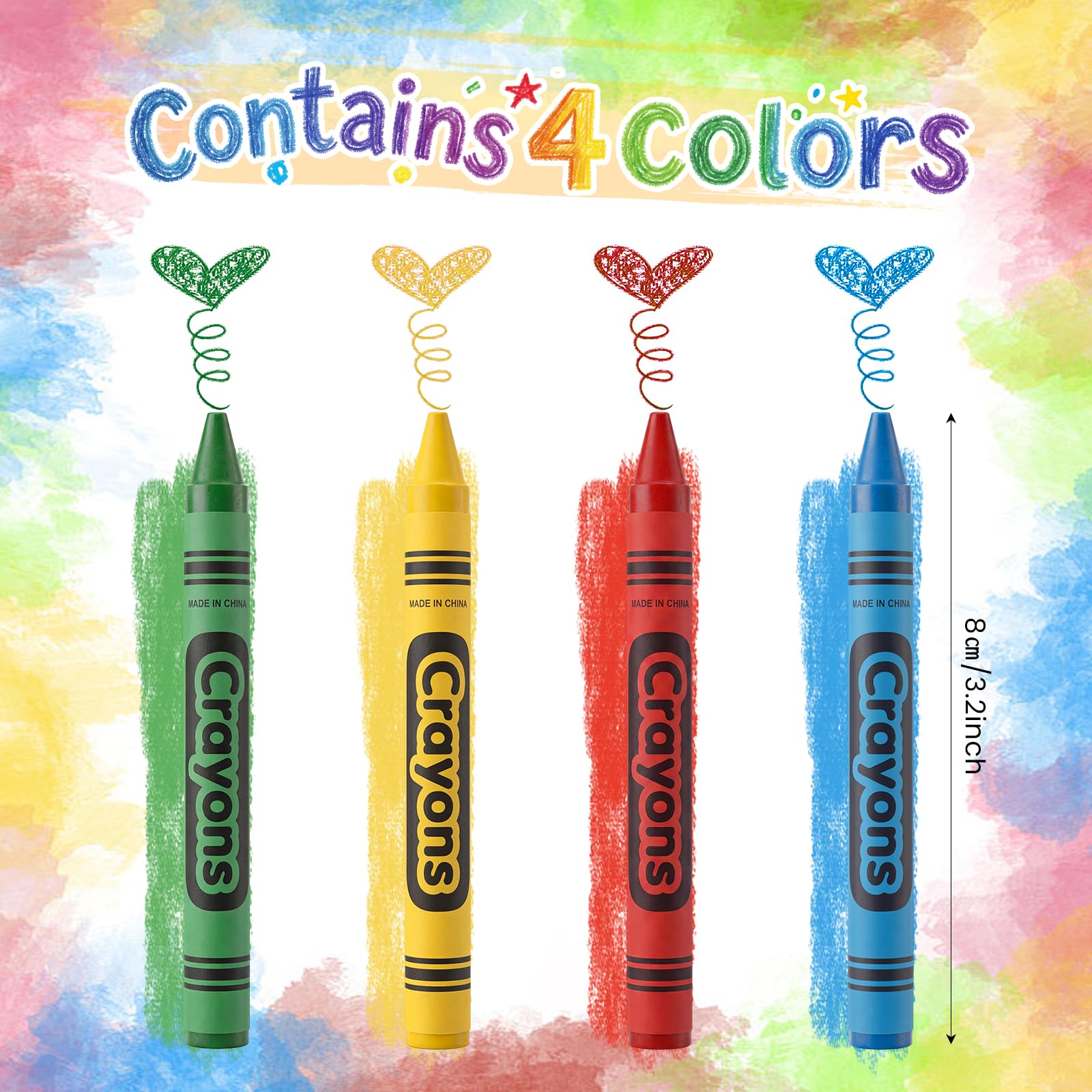 AmazingSpark Buntstifte, 4 Farben, sortiert, 7,6 cm lang, Buntstifte, Malzubehör für Kunst, Party, Gastgeschenke, 180 Stück