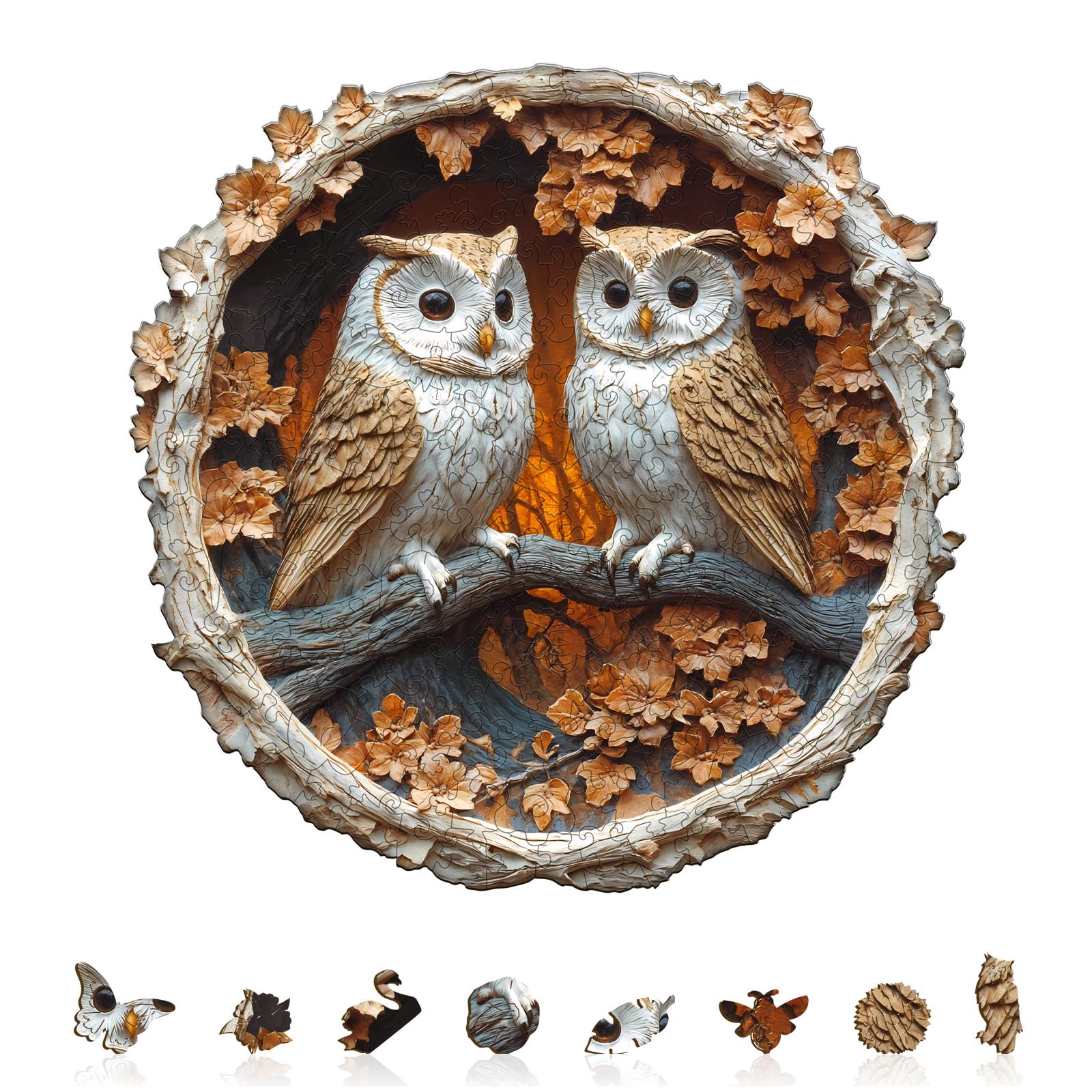 Wooden Puzzles for Adults, Wooden Jigsaw Puzzles for Adults, Woodcarving Owl Unique Shaped Wood Puzzles Adult, Creative Birthday Gifts for Friends