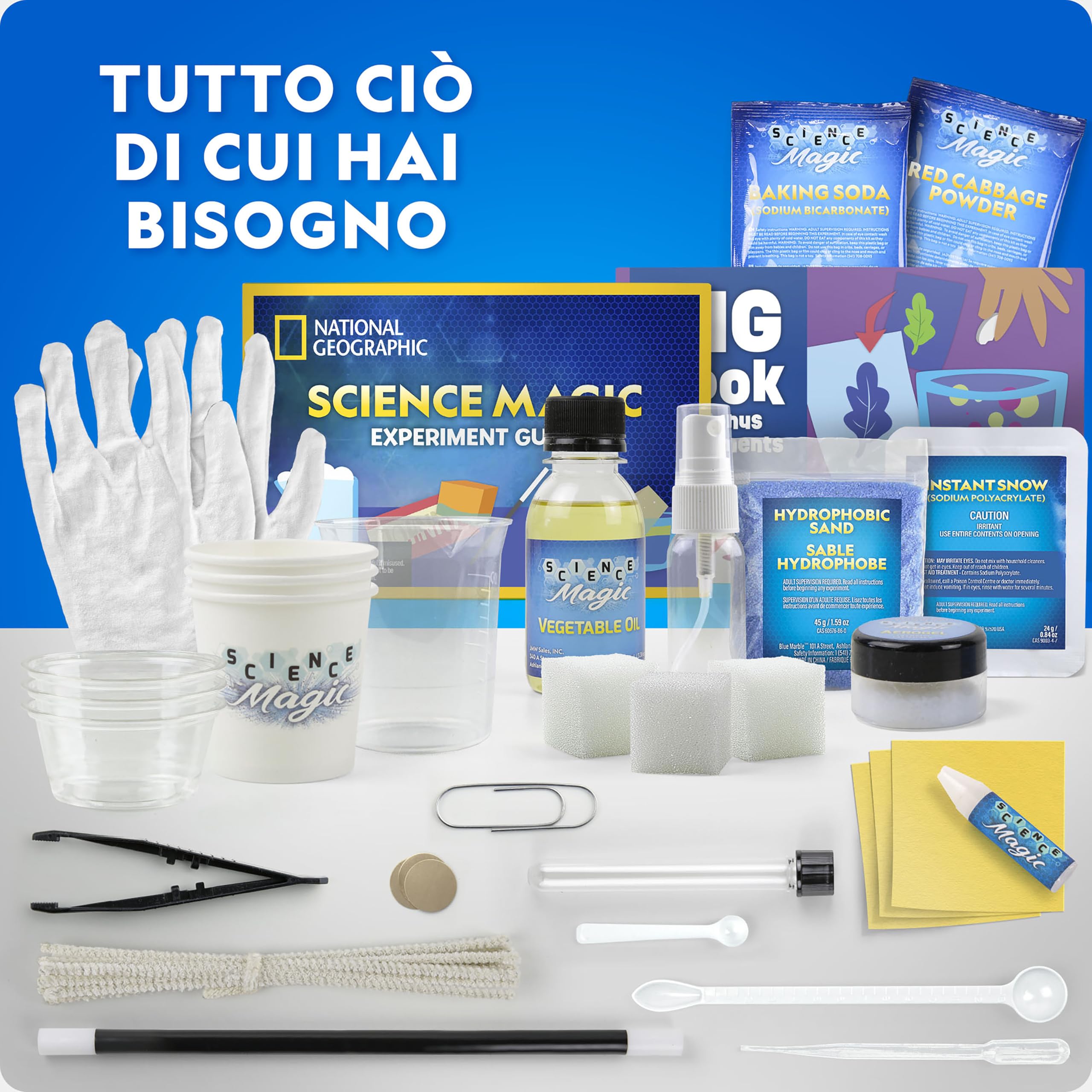 NATIONAL GEOGRAPHIC Science Magic Kit – Oltre 100 esperimenti scientifici e trucchi di magia per bambini, set di chimica e kit di attività STEM, divertente gioco educativo per bambini
