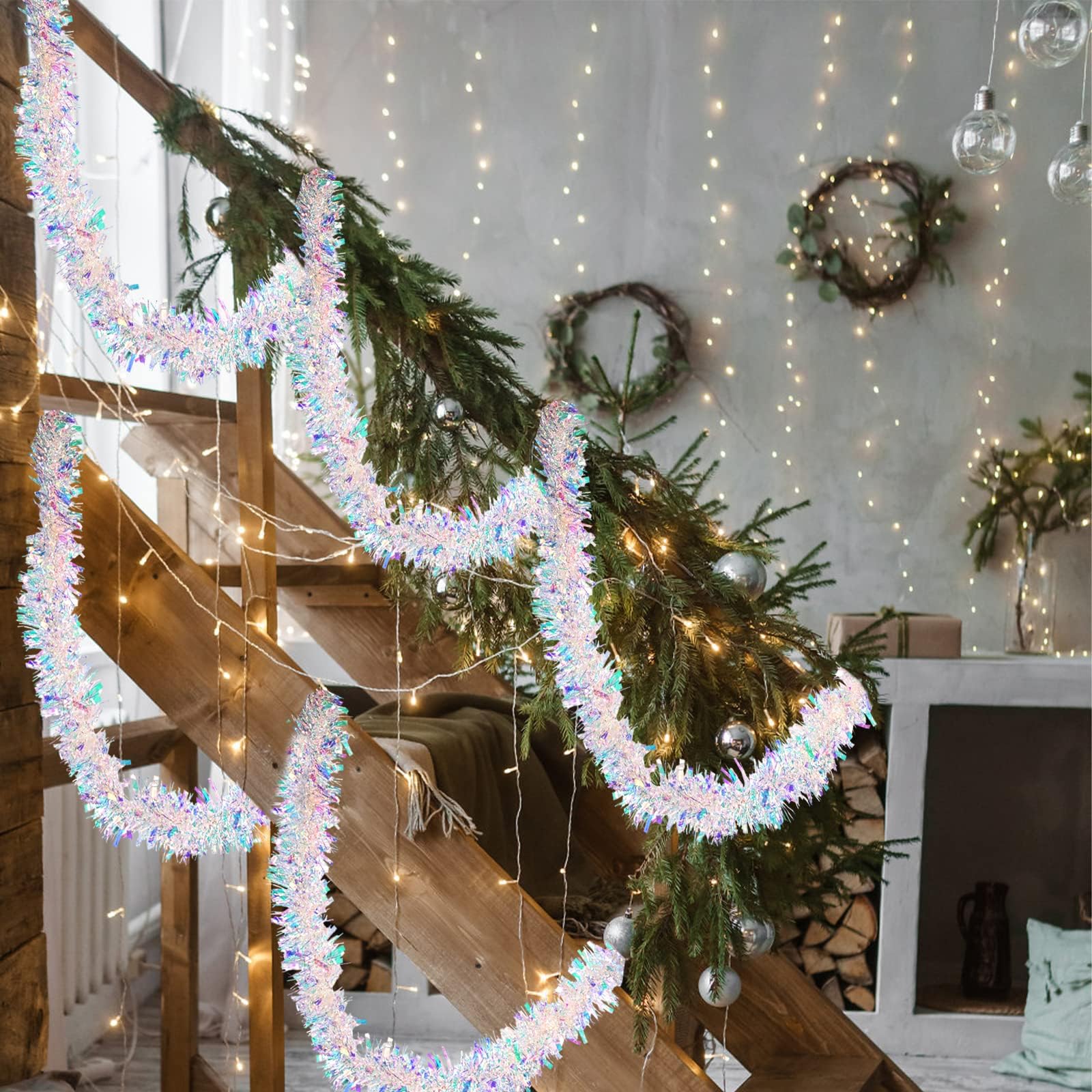HOVUK 5 Ghirlande Natalizie Iridescenti Olografiche 2m - Luci E Decorazioni Per Albero, Matrimoni E Feste - Oro Rosa - 5
