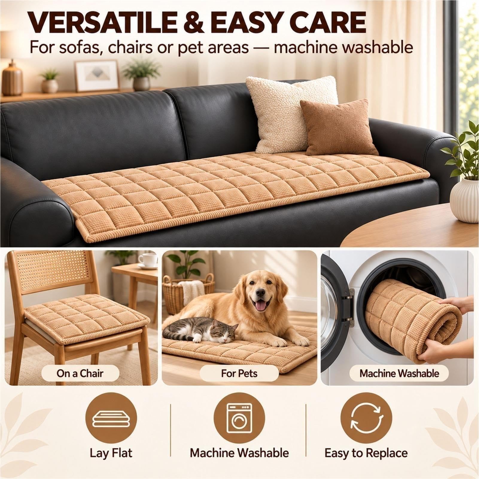 Housse De Canapé D'angle, Couverture Lavable, Douce, pour Canapé 1-4 Places