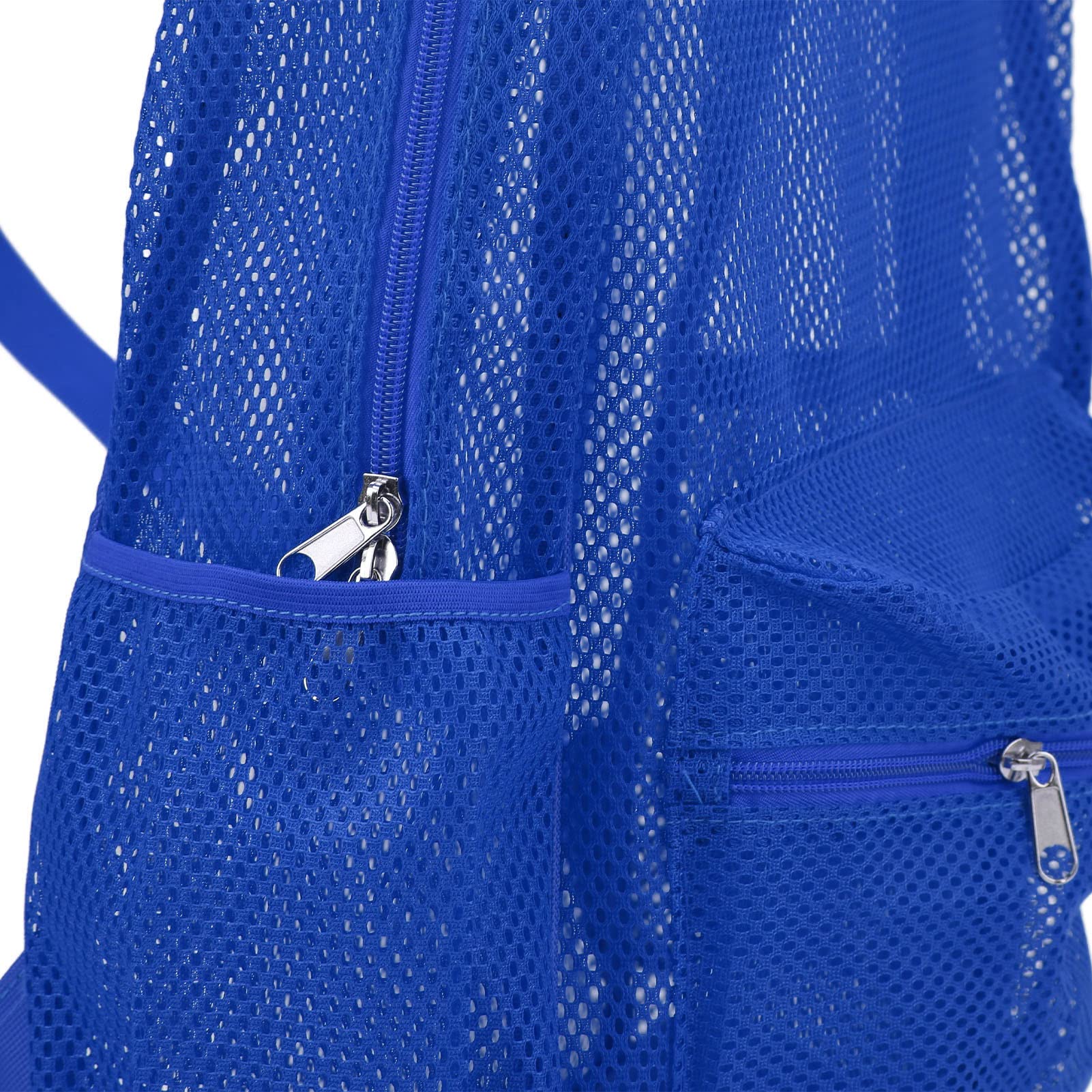Zaino in Rete, Zaino in Rete Resistente, Zaino Universitario Leggero e Lavabile Trasparente con Due Tasche Estensibili su Entrambi i Lati per Scuola, Nuoto, Fitness, Spiaggia (Blu)