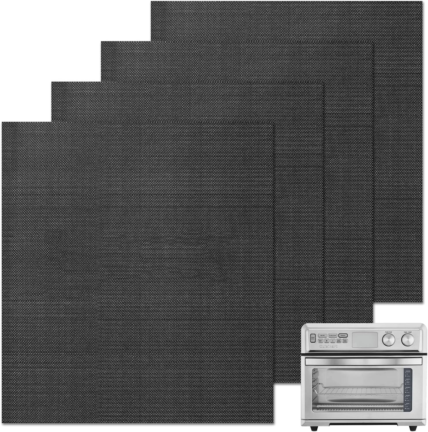 Oven Liners for Bottom of Oven, 11.4″x14.2″ Reusable Non-Stick Heat Resistant Toaster Liners Toaster Mat for for Cuisinart TOA-95 Air Fryer Toaster Oven, 4 Pack Oven Liners for Bottom of Oven, 11.4″x14.2″ Reusable Non-Stick Heat Resistant Toaster Liners Toaster Mat for for Cuisinart TOA-95 Air Fryer Toaster Oven, 4 Pack