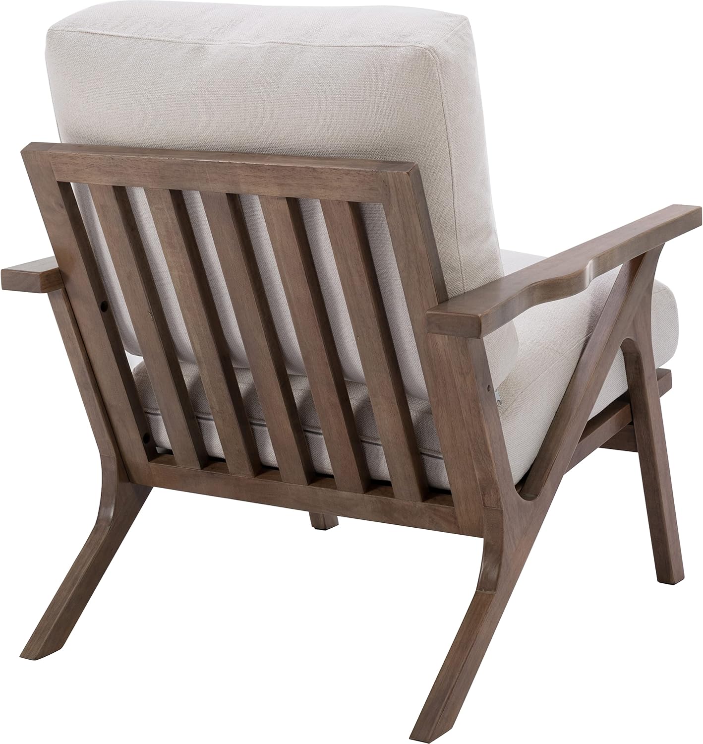 chairus Mid-Century Modern White Linen Accent Chairs Set of 2, Comfy Upholstered Lounge Armchairs with Removable Cushions & Solid Wood Frame, Fabric Reading Chairs for Living Room Bedroom Office