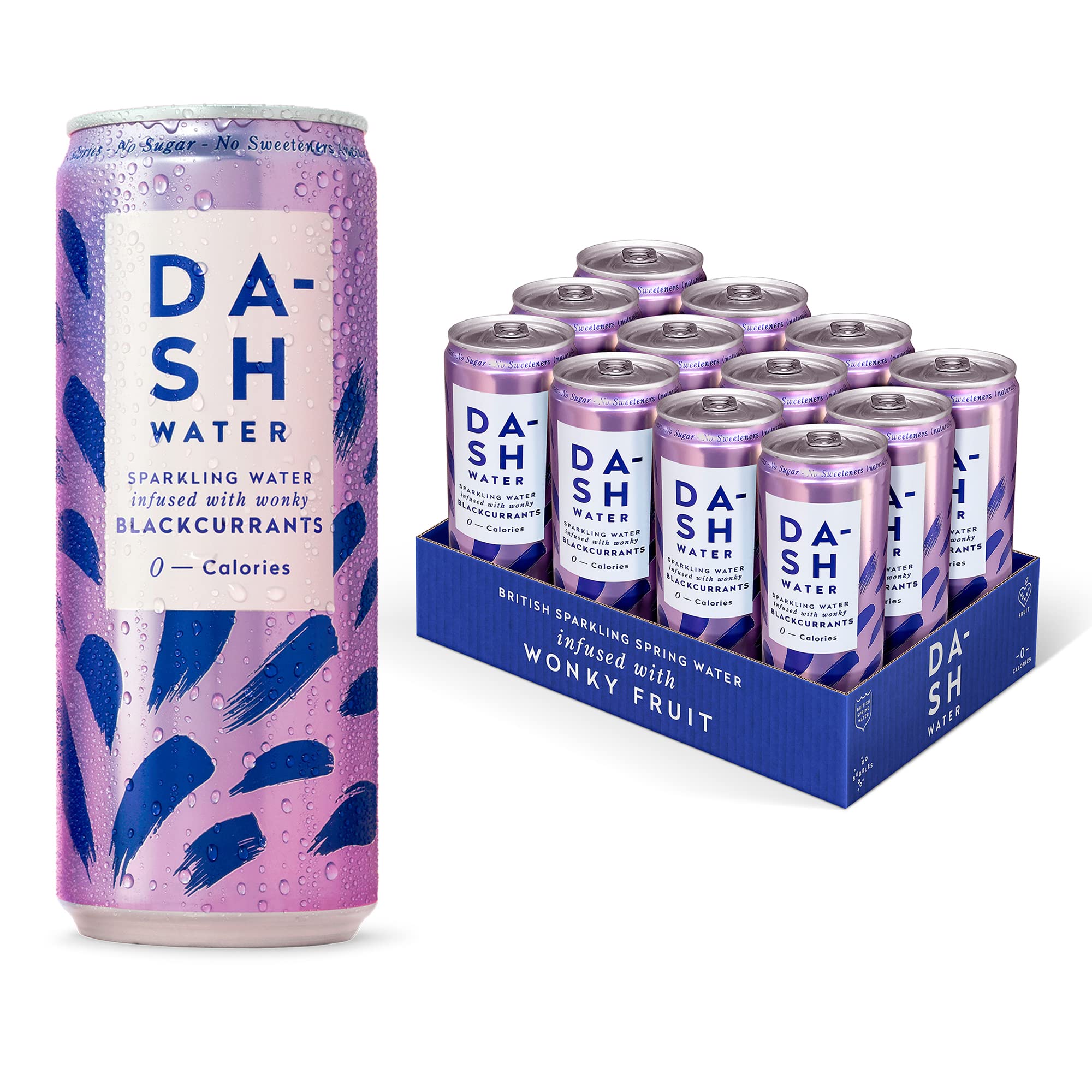 Dash Water Blackcurrant 12 x Flavoured Sparkling Spring Water NO