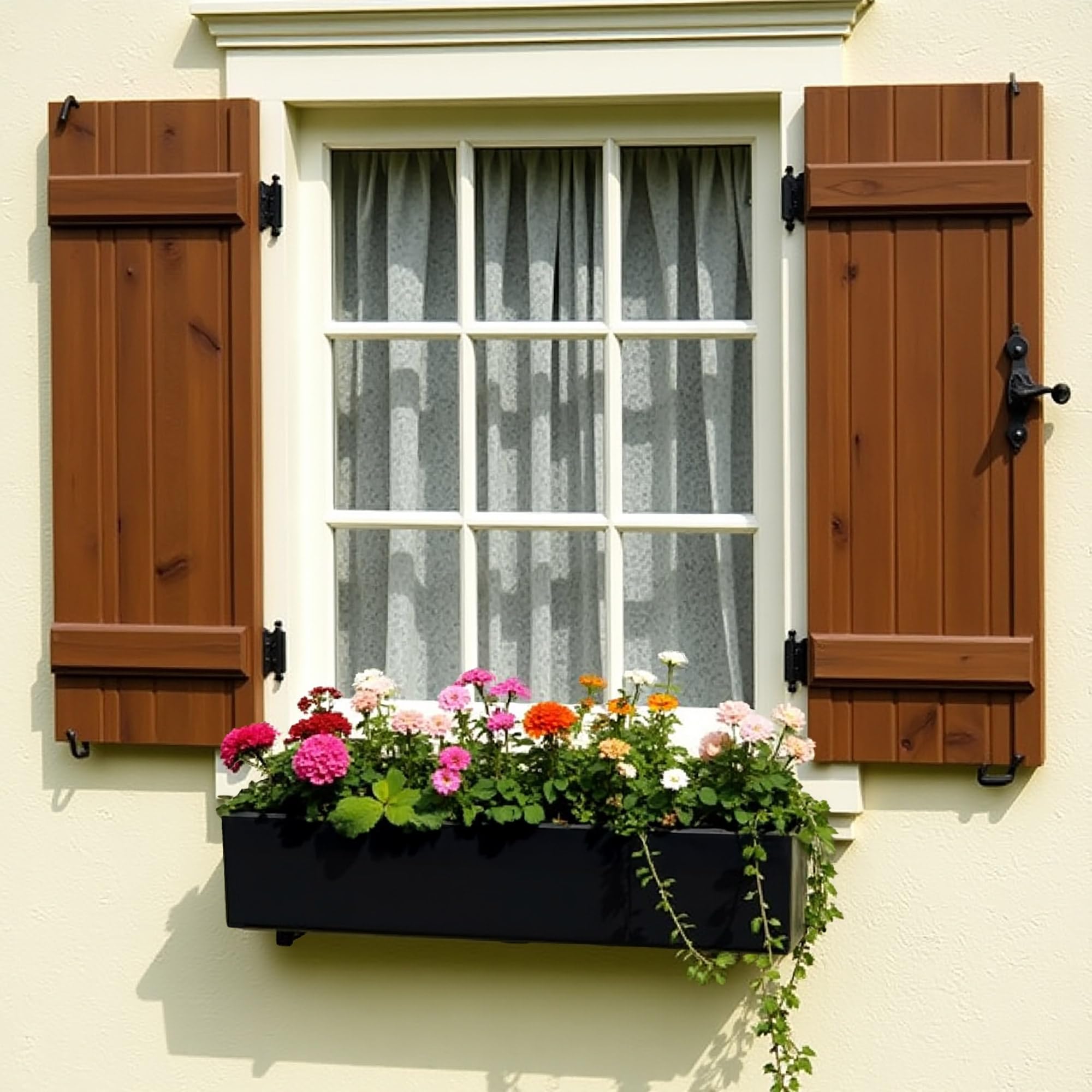 IDEALIST 80cm Black Window Box | Reinforced Stone Windowsill Planter | Narrow Trough Garden Planters with Drainage Holes L80 W17 H17 cm, 24 litres — image 1