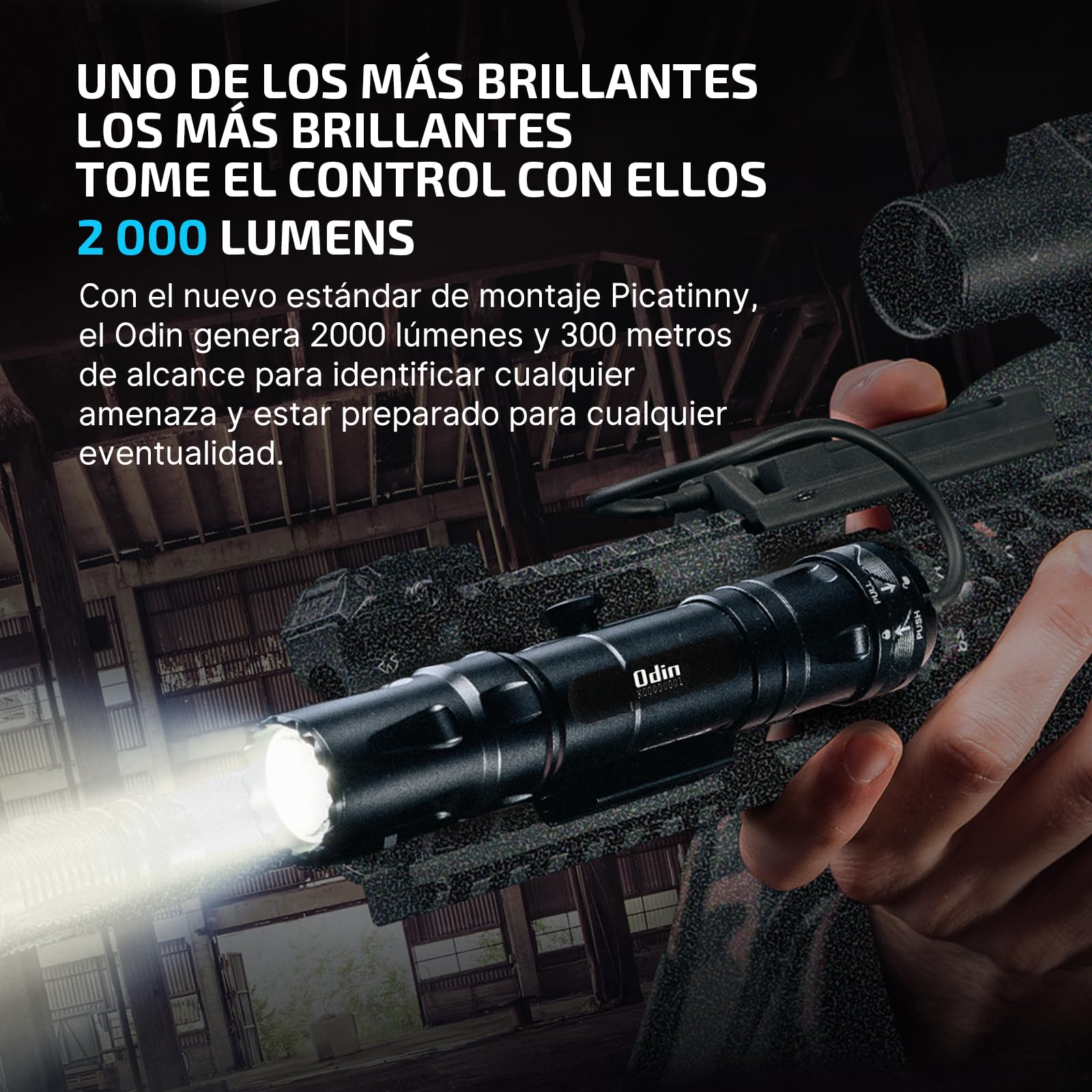 OLIGHT Odin Torcia a Picatinny 2000 Lumen Potenza Massima 300 Metri con Batteria Ricaricabile Flashlight Controllo Remoto Leggero per Caccia Ricerca,Lavori di Illuminazione Esterna Notturna