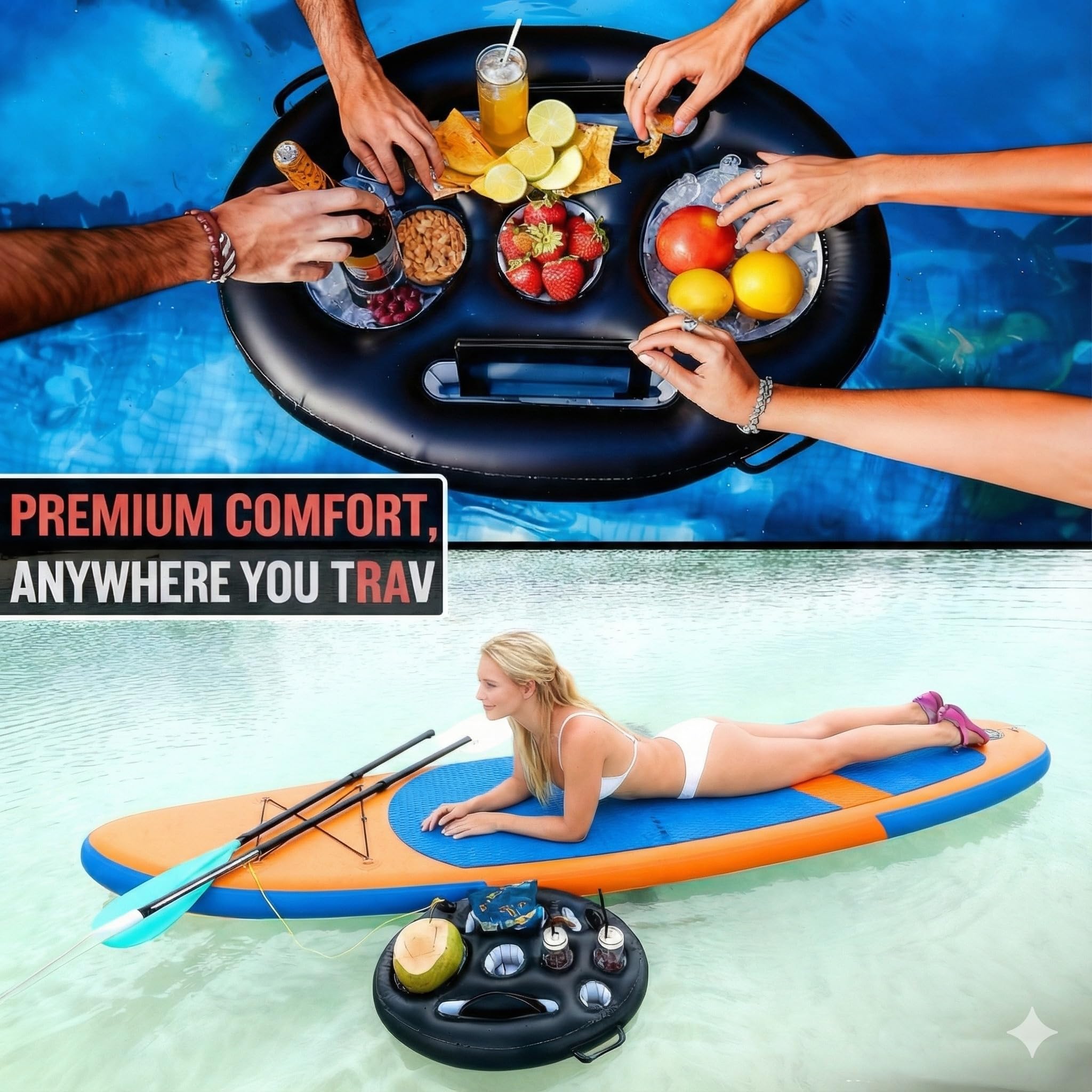 Zwembad Floaties Float Lounge Verfrissing Dienblad voor zwembaden Drijvende bar Drijvende bekerhouder voor feestjes,C-60cm