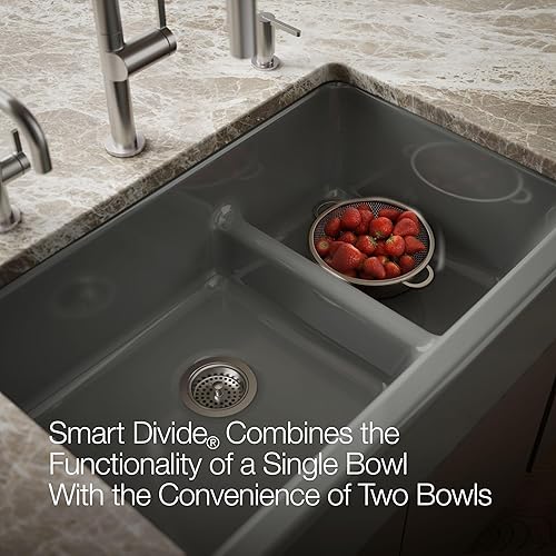 Vista 99 de Kohler Fregadero de la granja Kohler Whitehaven, Frente al delantal altos, K-6489-0, Blanco