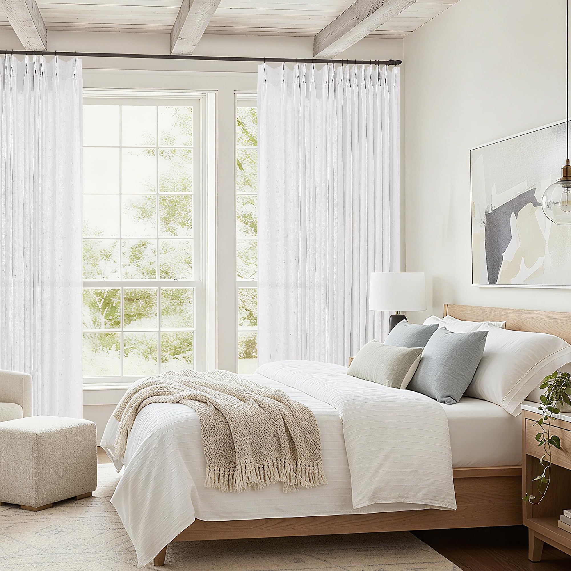 Amazon.com: DUKIYO White Extra Wide Pinch Pleated 100 x 108 Inch