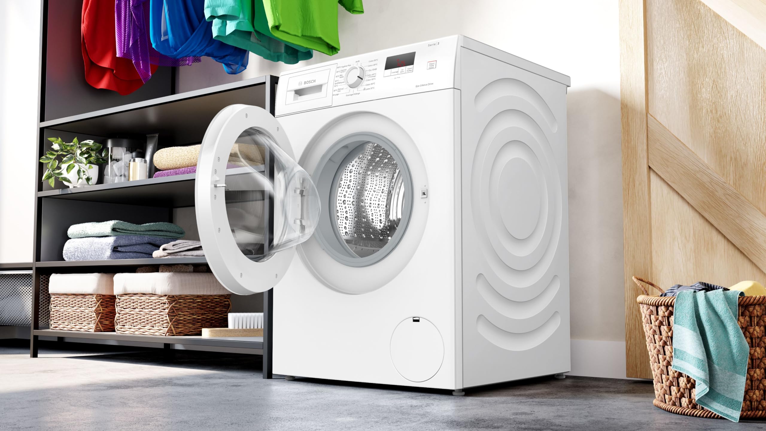 Bosch WGE03207FR, Waschmaschine, Serie 2, 8 kg, 1200 U/min, 47 l, Weiß