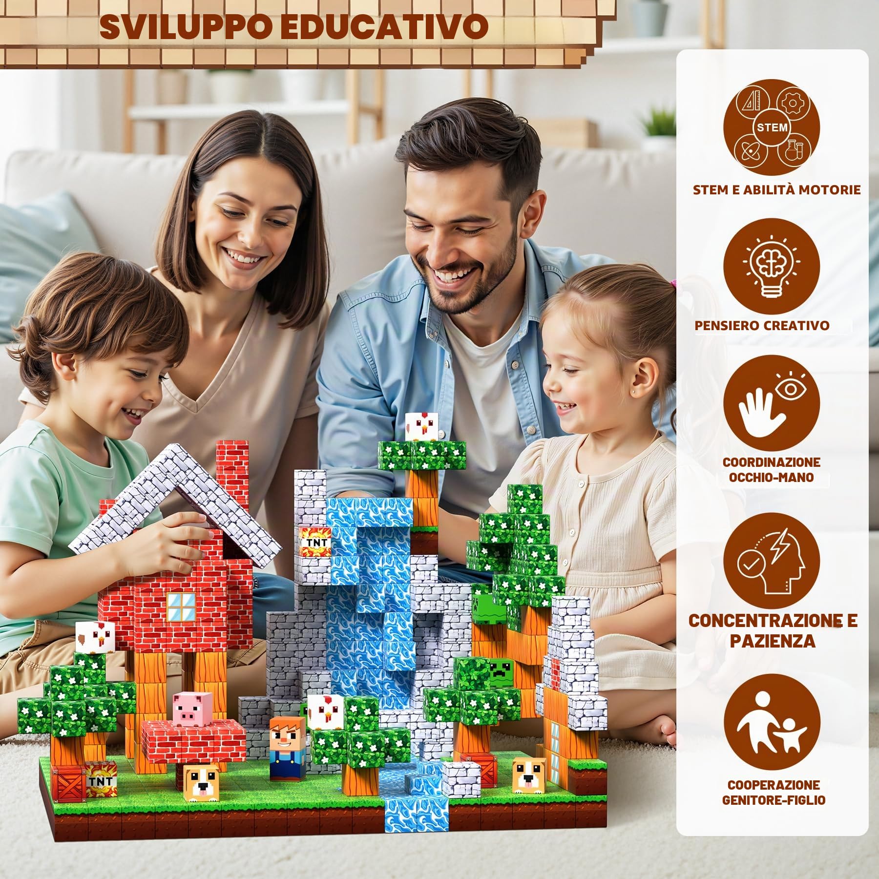 Pourbibi Costruzioni Magnetiche per Bambini, Giocattolo Educativo Montessori,108 Pezzi Giochi Magnetici per Bambini 3 4 5 6 7 8 9 10 Anni,Regali di Compleanno 3-10 Anni